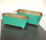 Iron Hammered Oval Shape Basket Planter pots | Set of 2