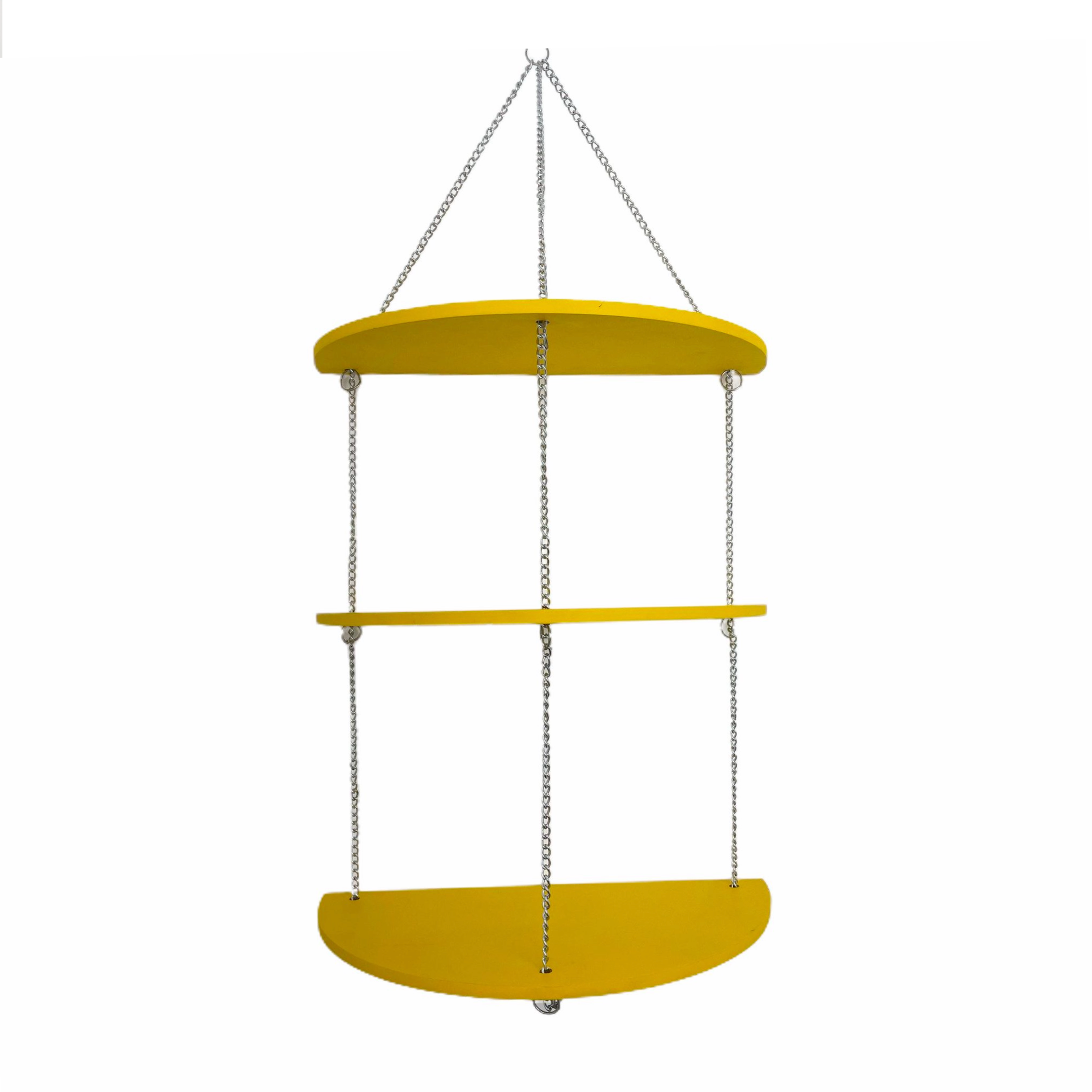 Half Moon 3 Layers Hanging Planter Stand- Yelliow / Red